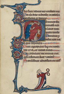 Initial D: The Anointing of David; Bute Psalter, text and illumination about 1285. Creator: Bute Master.