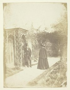 Unidentified Woman and Two Men Standing Outdoors, 1850/59. Creators: Unknown, Benjamin Mulock.