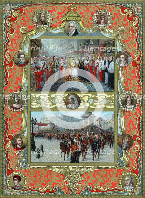 Queen Victoria's coronation, 1837 and Golden Jubilee, 1887. Artist: Unknown