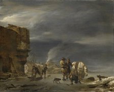On the Ice near a Town, 1647. Creator: Nicolaes Berchem.
