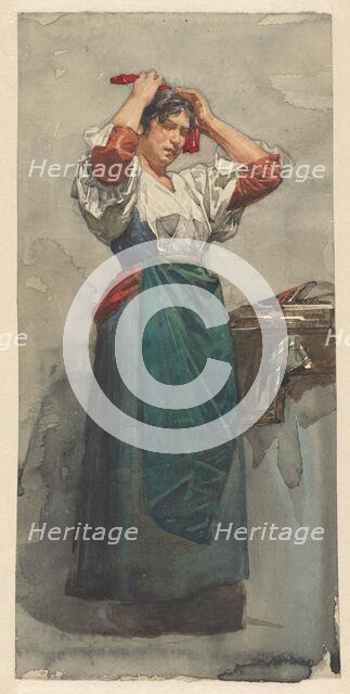 Composition of an unknown woman, making up her hair, 1870-1923. Creator: Willem Witsen.