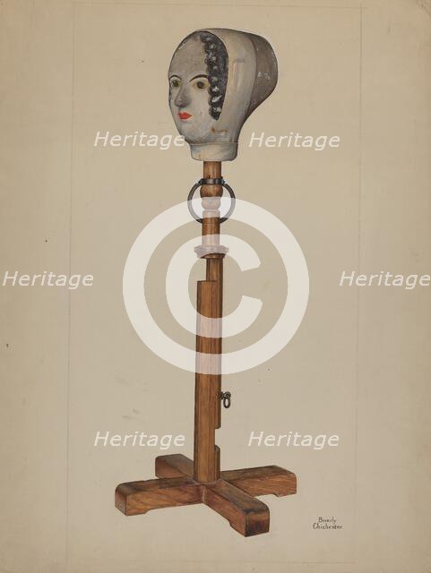 Hat Model, c. 1938. Creator: Beverly Chichester.