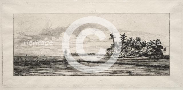 Oceania: Fishing near Islands with Palms in the Uea or Wallis Group, 1863. Creator: Charles Meryon (French, 1821-1868).