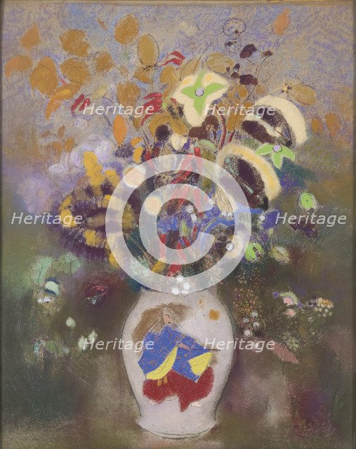 Vase au guerrier japonais, 1905-1908. Artist: Redon, Odilon (1840-1916)