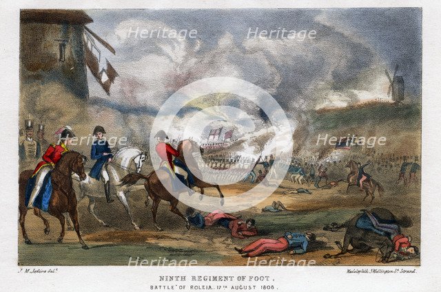 Ninth Regiment of Foot, Battle of Roleia, Portugal, 17th August 1808.Artist: Madeley