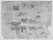 'Drawings of a Square Castle', c1480 (1945). Artist: Leonardo da Vinci.