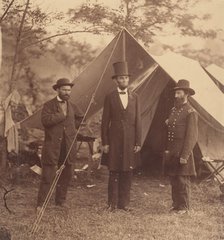 [President Abraham Lincoln, Major General John A. McClernand (right), and E. J...., October 3, 1862. Creator: Alexander Gardner.