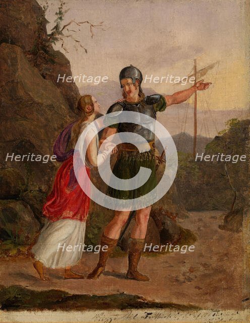 Sketch for The Departure of Fridtjof, 1836. Creator: Adolph Tidemand.