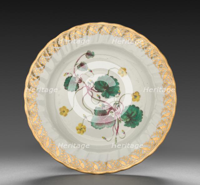 Plate from Dessert Service: Trailing Disandra, c. 1800. Creator: Derby (Crown Derby Period) (British).