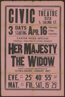 Her Majesty the Widow 3, Syracuse, NY, 1936. Creator: Unknown.
