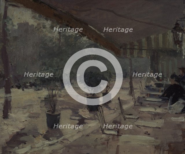 Café in Paris, 1890s. Artist: Korovin, Konstantin Alexeyevich (1861-1939)