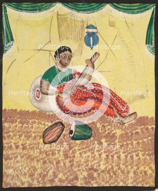 Woman Playing Music, 1800s. Creator: Unknown.