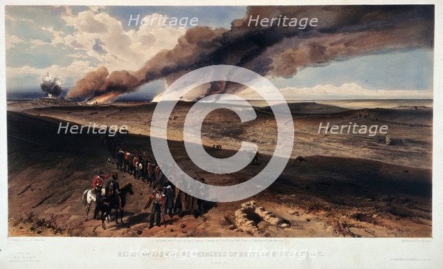 The Redan and the British trenches. Artist: Simpson, William (1832-1898)