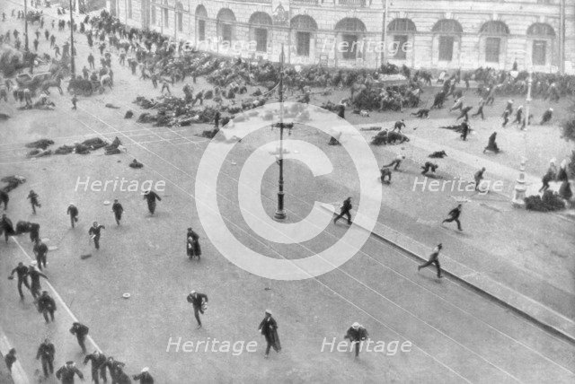 Street fighting in Petrograd, Russia, 17th July 1917. Artist: Unknown