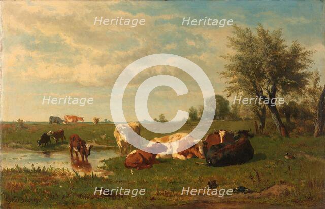 Cows in the Meadow, 1860-1865. Creator: Gerard Bilders.