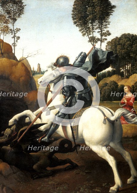 'Saint George and the Dragon', c1506. Artist: Raphael
