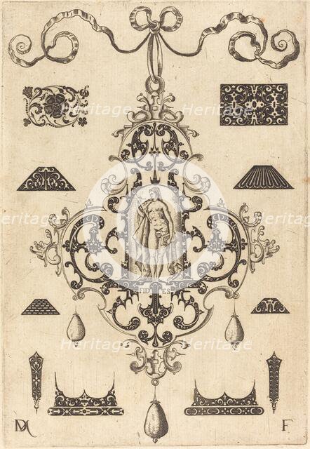 Large Pendant, Faith Standing at Centre, 1593. Creator: Daniel Mignot.