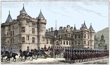 The queen leaving Holyrood Palace, Edinburgh, 1886, (1900). Artist: Unknown.