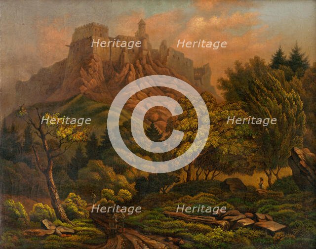 Landscape with Stará Lubovna Castle, 1800-1860. Creator: Unknown.
