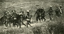 British soldiers with German prisoners of war, northern France, First World War, 1916, (c1920). Creator: Unknown.