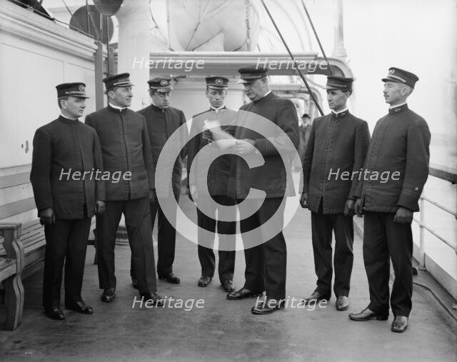 Group of officers on deck, Greenwich, Conn., between 1905 and 1915. Creator: Unknown.