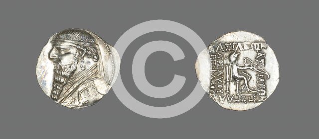 Drachm (Coin) Portraying King Mithridates II the Great of Parthia, 123-88 BCE Reign of King Mithrida Creator: Unknown.