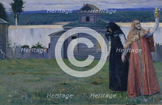 In a secluded monastery (Sisters), 1915. Creator: Nesterov, Mikhail Vasilyevich (1862-1942).