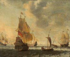 Dutch Ships in a Lively Breeze, probably 1650s. Creator: Jacob Adriaensz. Bellevois.