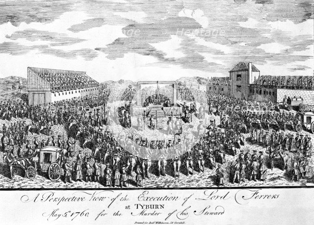 Execution of the Earl of Ferrers at Tyburn, Paddington, London, 1760. Artist: Unknown