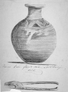 Roman vase found near Lothbury, City of London, 1835. Artist: Anon