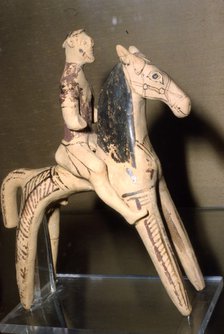Horse and Rider, Greek Terracotta, 6th century BC. Artist: Unknown.