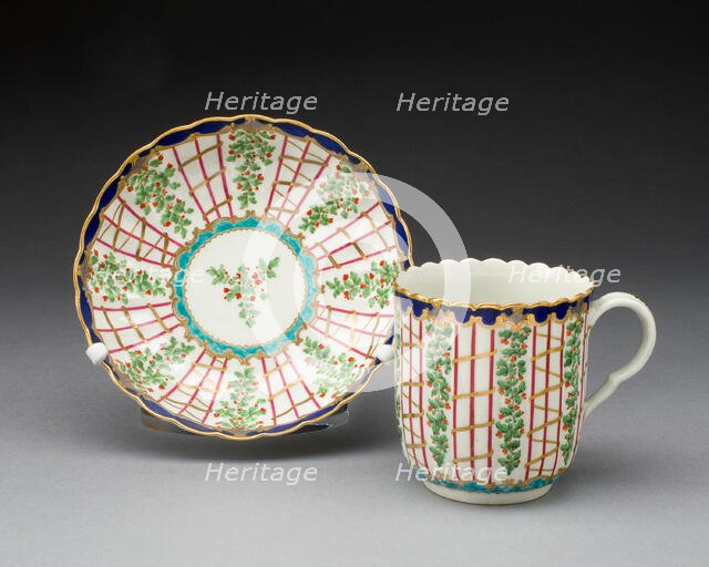 Coffee Cup and Saucer, Worcester, 1775/80. Creator: Royal Worcester.