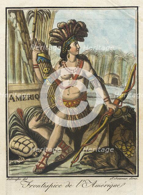 Costumes de Différents Pays, 'Frontispice de l'Amérique', c1797. Creator: Jacques Grasset de Saint-Sauveur.