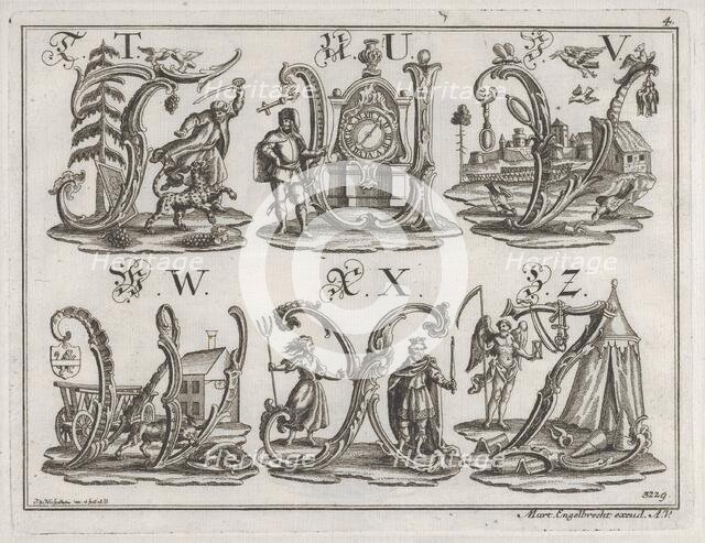 Decorated Roman alphabet, 18th century. Creator: Johann David Nessenthaler.