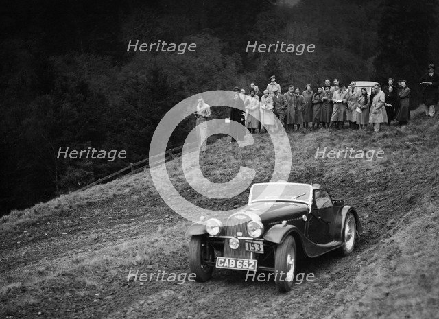 Morgan of PHG Morgan competing in the MCC Edinburgh Trial, Roxburghshire, Scotland, 1938. Artist: Bill Brunell.