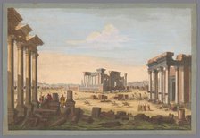 View of the ruins of monuments at Palmyra seen from the northwest side, 1756. Creator: Unknown.