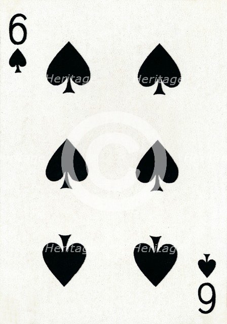 6 of Spades from a deck of Goodall & Son Ltd. playing cards, c1940. Artist: Unknown.