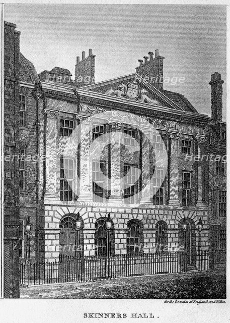 Skinners' Hall, City of London, 1828.Artist: W Angus