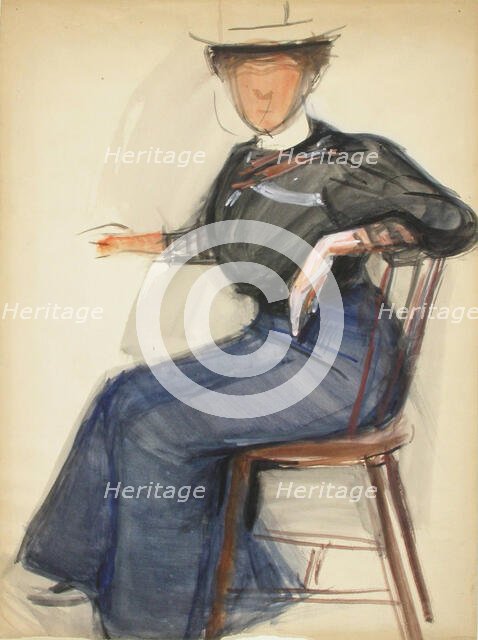 Seated woman, sketch, 1905. Creator: Verner Thome.