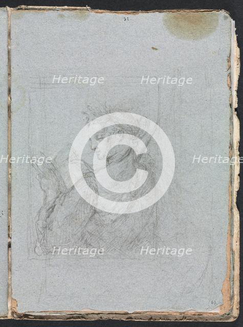 Verona Sketchbook: Female figure with open book (page 63), 1760. Creator: Francesco Lorenzi (Italian, 1723-1787).