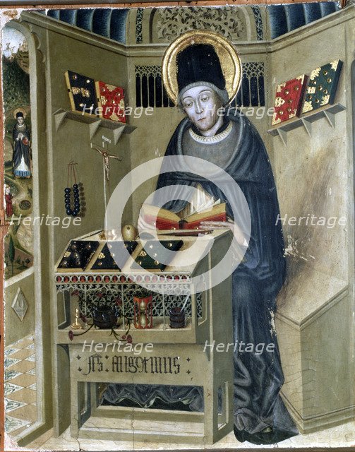 Central panel of an altarpiece dedicated to St. Augustine (354-430), Gothic Painting (1450-1500) …