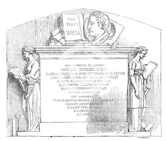 Monument to the late Rev. D. Butler, in Harrow Church, 1854. Creator: Williams.