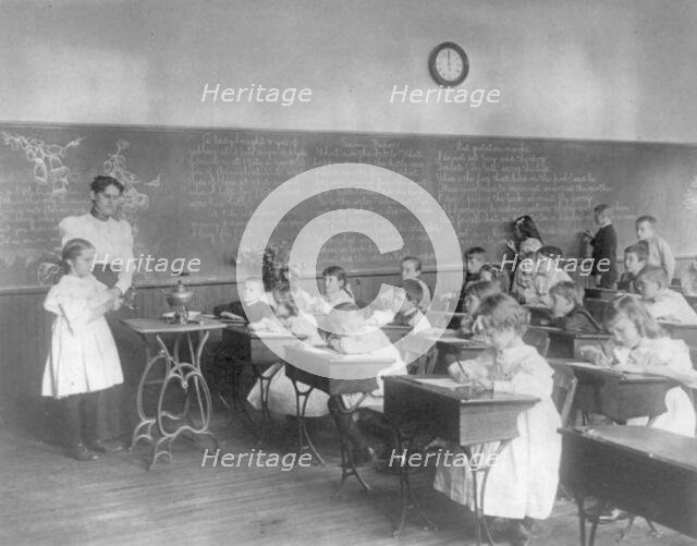 Class in science - studying water vapor, 2nd Division elementary school, Washington, D.C., (1899?). Creator: Frances Benjamin Johnston.