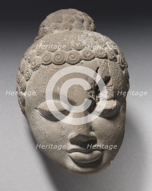 Fragment of Head of Buddha, 400s. Creator: Unknown.