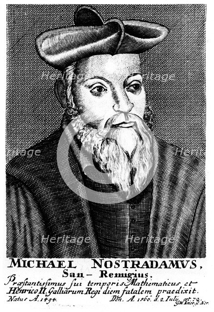 Nostradamus, 16th century French physician and astrologer, 1725. Artist: Unknown