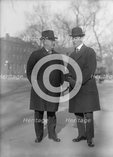 Orrin Dubbs Bleakley, Rep. from Pennsylvania, Left, with Sgt. Ocker, 1917. Creator: Harris & Ewing.