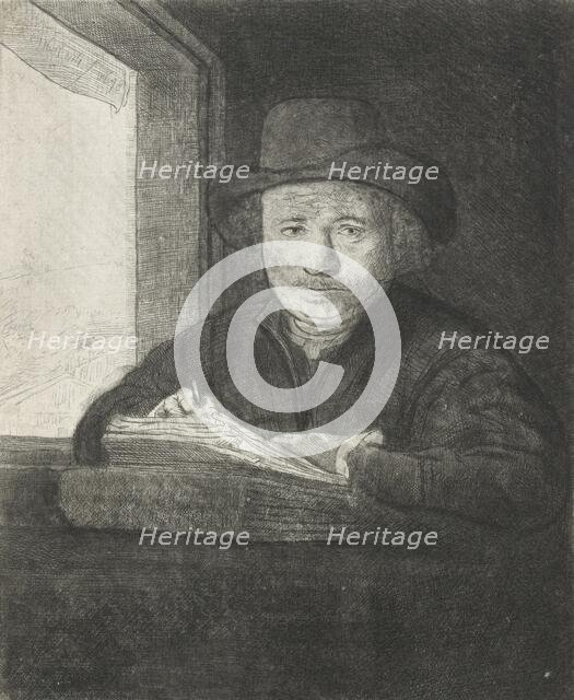 Self-portrait etching at a window, 1648. Creator: Rembrandt Harmensz van Rijn.