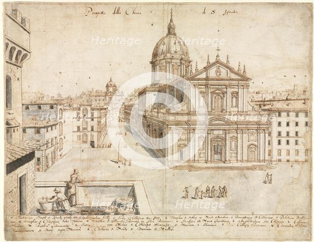 Eighteen Views of Rome: The Church of SantIgnazio, 1665. Creator: Lievin Cruyl (Flemish, c. 1640-c. 1720).