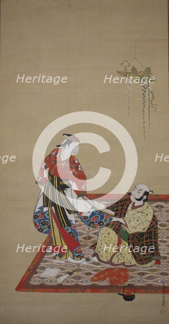 Samurai and Wakashu (Bushi to wakashu), early 18th century. Creator: Miyagawa Issho.