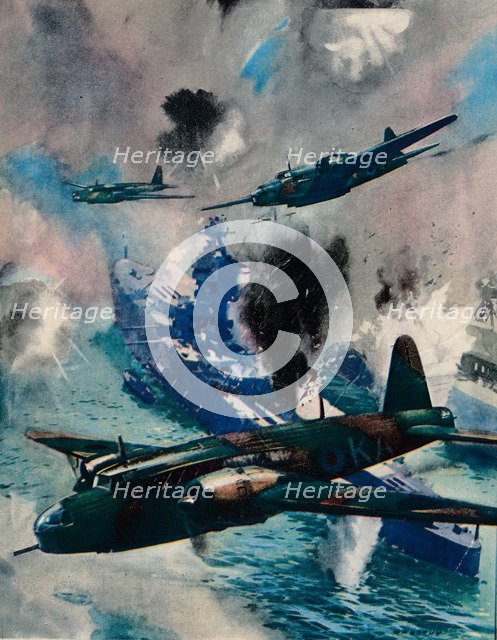 The first British air aggressive action of the war, the raid on Kiel, 1940. Artist: Unknown
